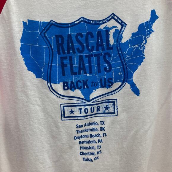 Rascal Flatts White Red Back To Us Tour Concert Band Raglan Baseball Tee T Shirt - Picture 4 of 5
